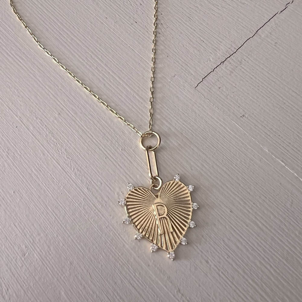Anthropologie Monogram Heart Pendant Necklace in R
